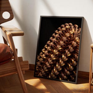 Banksia Cone Macro Photography Print, Moody Botanical Wall Art, Dark Academia Nature Decor, Earthy Brown Poster, Digital Download