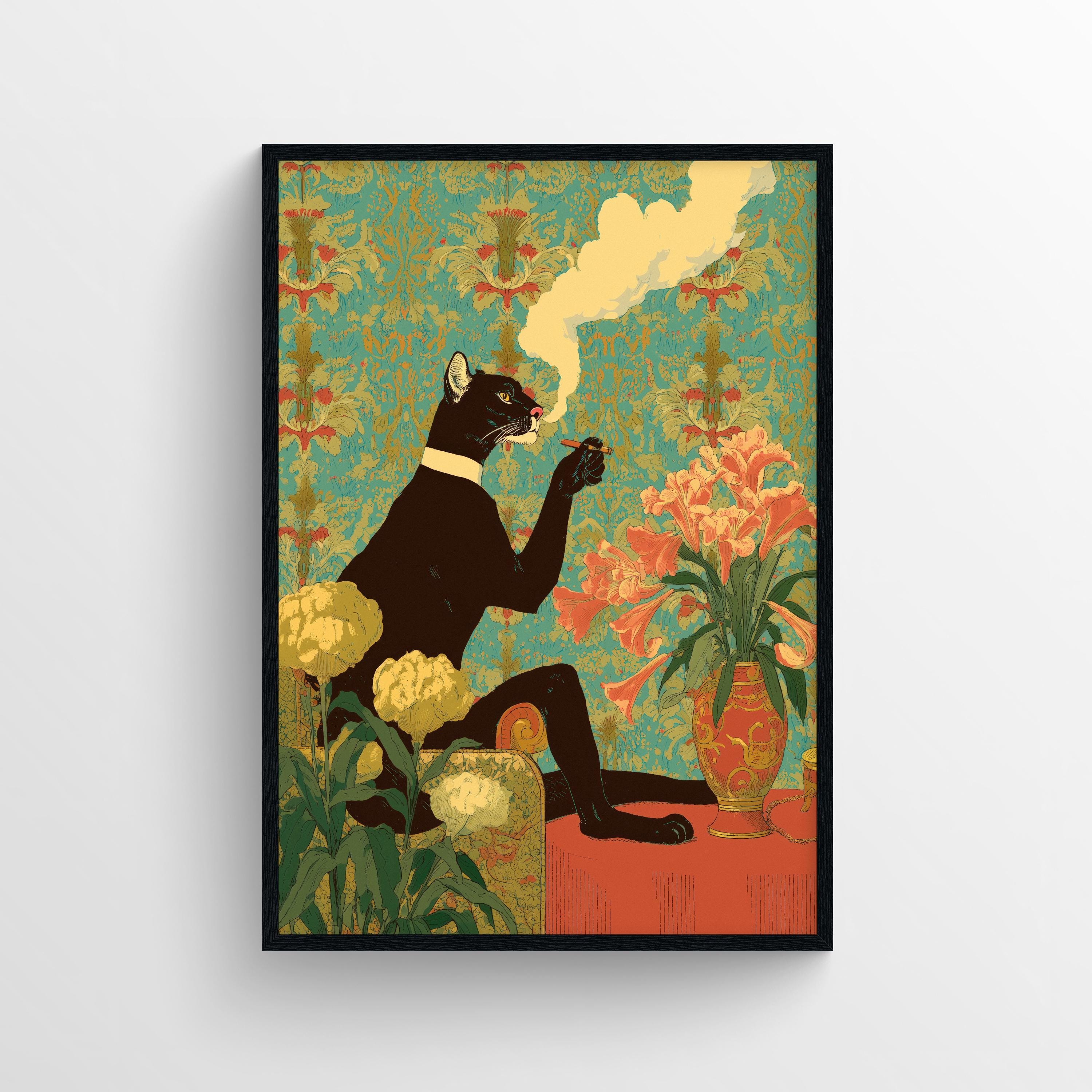 Smoking Lion Print