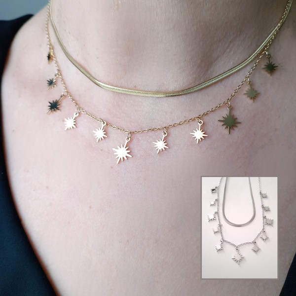 Collier double rang avec pampilles étoiles