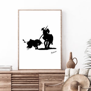 Picasso Bullfight Line Art Print: Modern Home Decor (Digital Printable)