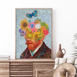 Van Gogh Wall Art | Alter Art | Eclectic Wall Art | Self Portrait Print | Famous Oil Painting | Blue Wall Decor | Home Decor