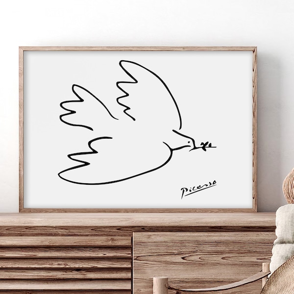 Picasso Bird Print | Picasso Animal Art | Picasso Line Drawing Modern | Minimalist Bird Poster | Line Art Bird | Printable Art Horizontal