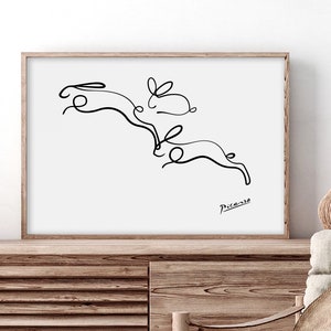 ピカソのウサギのプリント / ピカソの動物の線画プリント / 動物