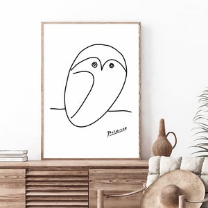 Picasso Owl Print | Picasso Art Print | Picasso poster | Picasso Wall Art | Art Poster | Minimalist Picasso Poster | Picasso Animal Sketch