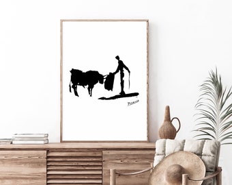 Impression Picasso | Picasso Bull Fight Imprimable Wall Art Print | Picasso Imprimer Bull Line Art | Art mural Picasso | Affiche d’art imprimable numérique