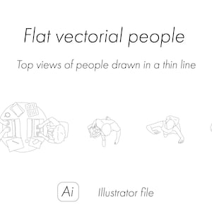 Flat vectorial people, top view