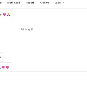 May include: A digital messaging interface showing a conversation with text bubbles containing messages like Yes, I will for sure, Hey girl, I was aproved, Thank u so much, and U are an angel, accompanied by heart and prayer hand emojis.