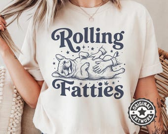 Rolling Fatties Shirt - Funny French Bulldog Comfort Colors Tshirt | Cute Frenchie Gift For Dog Owner, Vintage Graphic Tee