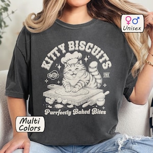 Comfort Colors Kitty Biscuits Shirt Cat Baking Tshirt Kitten Biscuit Gift Vintage Graphic Tee Funny Baker Gifts Bakery Owner Making Cookies