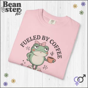 Coffee And Hormonal Chaos Comfort Colors Shirt, Funny Menopause Tshirt, PCOS Gift, Funny Frog Graphic Tee, PMS Self Care Shirts Blossom