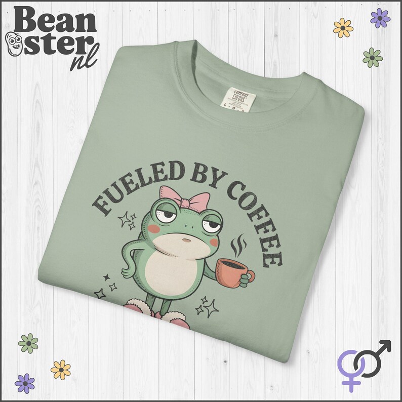 Coffee And Hormonal Chaos Comfort Colors Shirt, Funny Menopause Tshirt, PCOS Gift, Funny Frog Graphic Tee, PMS Self Care Shirts Bay