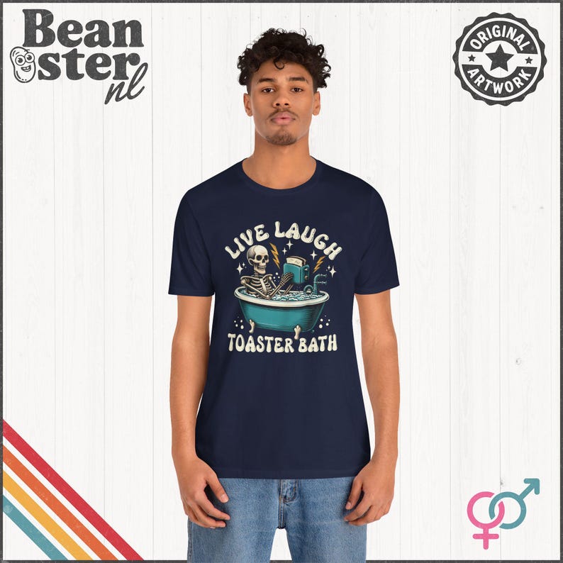 Live Laugh Toaster Bath T-Shirt - Dark Humor Graphic Tee image 4