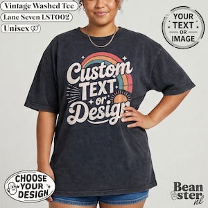 Custom Vintage Washed Shirt - Lane Seven Personalized T-Shirt, Urban Streetwear Tee, Oversized Unisex Shirts, Choose Your Design image 1