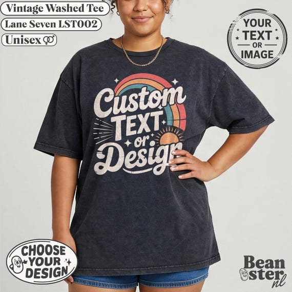 Custom Vintage Washed Shirt - Lane Seven Personalized T-Shirt, Urban Streetwear Tee, Oversized Unisex Shirts, Choose Your Design