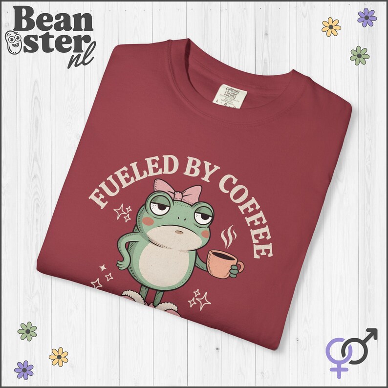 Coffee And Hormonal Chaos Comfort Colors Shirt, Funny Menopause Tshirt, PCOS Gift, Funny Frog Graphic Tee, PMS Self Care Shirts Chili