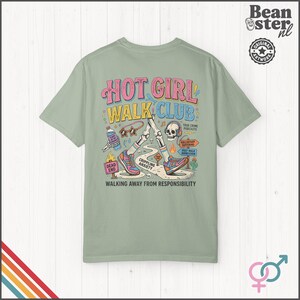 Hot Girl Walk Club Shirt | Comfort Colors Back Print, Funny Hiker Gifts, Y2K Streetwear Tshirt, Dark Humor Shirts, 90s Retro Streetwear Tee Bay
