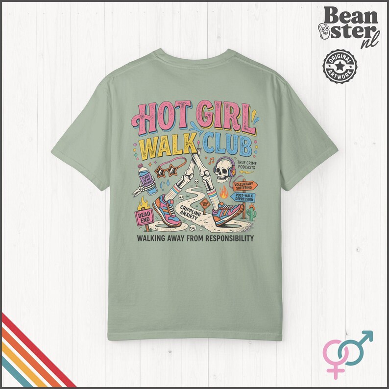 Hot Girl Walk Club Shirt | Comfort Colors Back Print, Funny Hiker Gifts, Y2K Streetwear Tshirt, Dark Humor Shirts, 90s Retro Streetwear Tee Bay