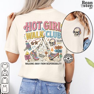 Hot Girl Walk Club Shirt | Comfort Colors Back Print, Funny Hiker Gifts, Y2K Streetwear Tshirt, Dark Humor Shirts, 90s Retro Streetwear Tee Ivory