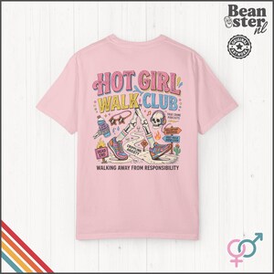 Hot Girl Walk Club Shirt | Comfort Colors Back Print, Funny Hiker Gifts, Y2K Streetwear Tshirt, Dark Humor Shirts, 90s Retro Streetwear Tee Blossom