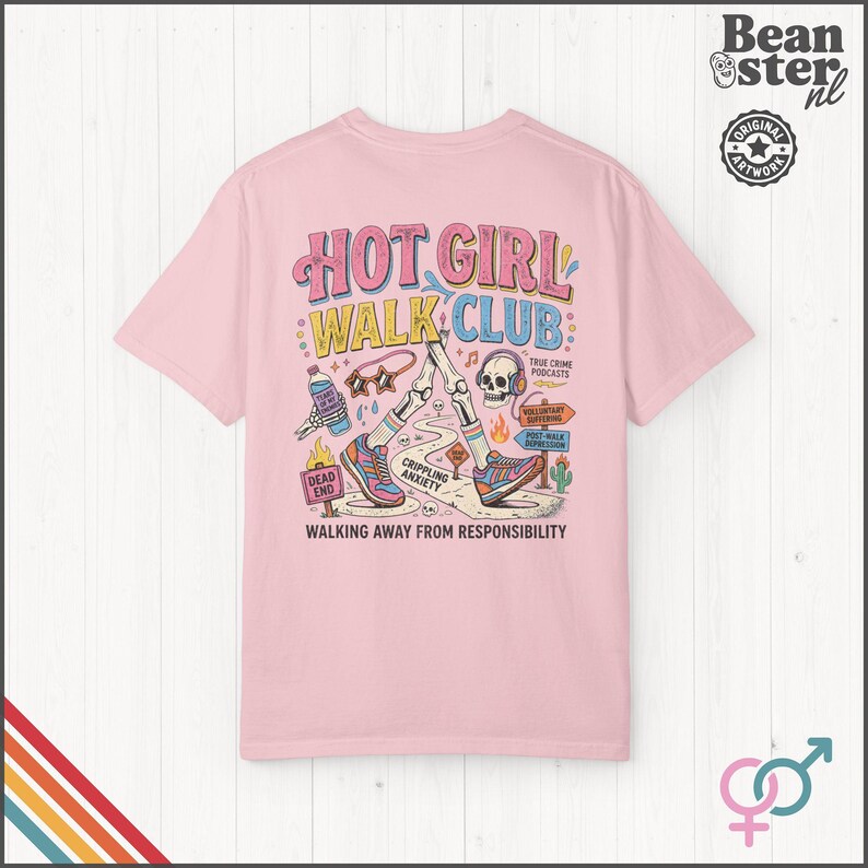 Hot Girl Walk Club Shirt | Comfort Colors Back Print, Funny Hiker Gifts, Y2K Streetwear Tshirt, Dark Humor Shirts, 90s Retro Streetwear Tee Blossom