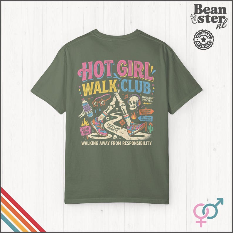 Hot Girl Walk Club Shirt | Comfort Colors Back Print, Funny Hiker Gifts, Y2K Streetwear Tshirt, Dark Humor Shirts, 90s Retro Streetwear Tee Moss