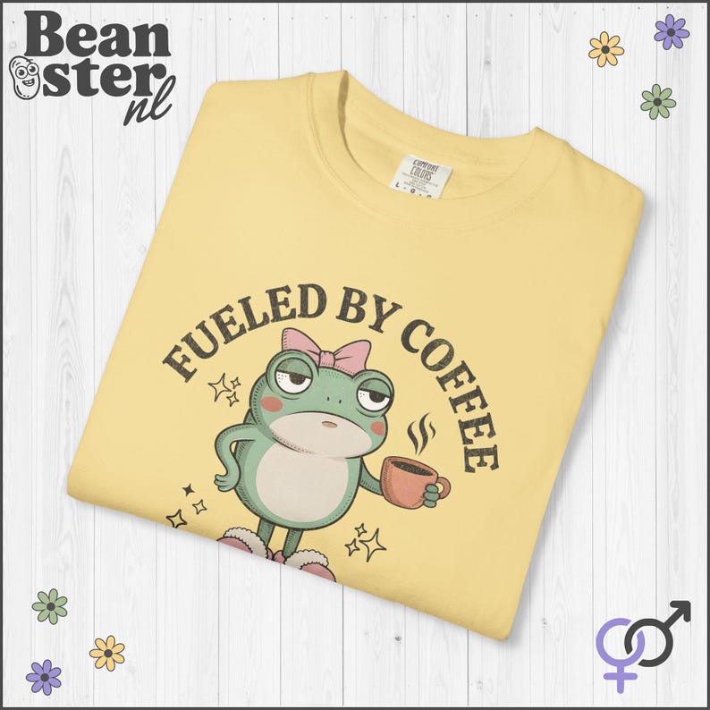 Coffee And Hormonal Chaos Comfort Colors Shirt, Funny Menopause Tshirt, PCOS Gift, Funny Frog Graphic Tee, PMS Self Care Shirts Butter