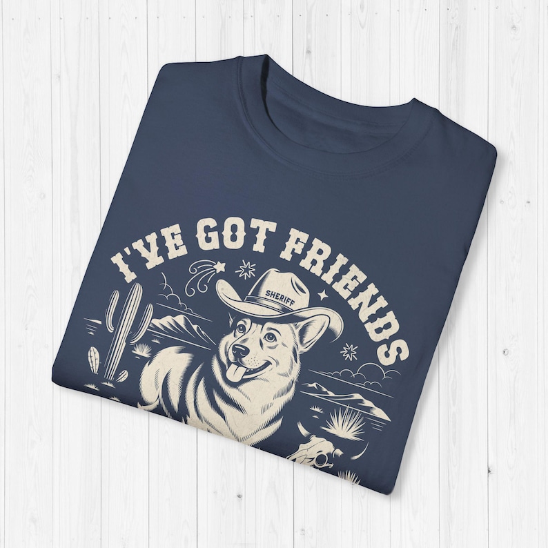 Custom Corgi Shirt Funny Personalized Corgi Gift Vintage Western Pembroke Welsh Corgi Tshirt Corgeek Gifts Ive Got Friends In Low Places Tee Midnight