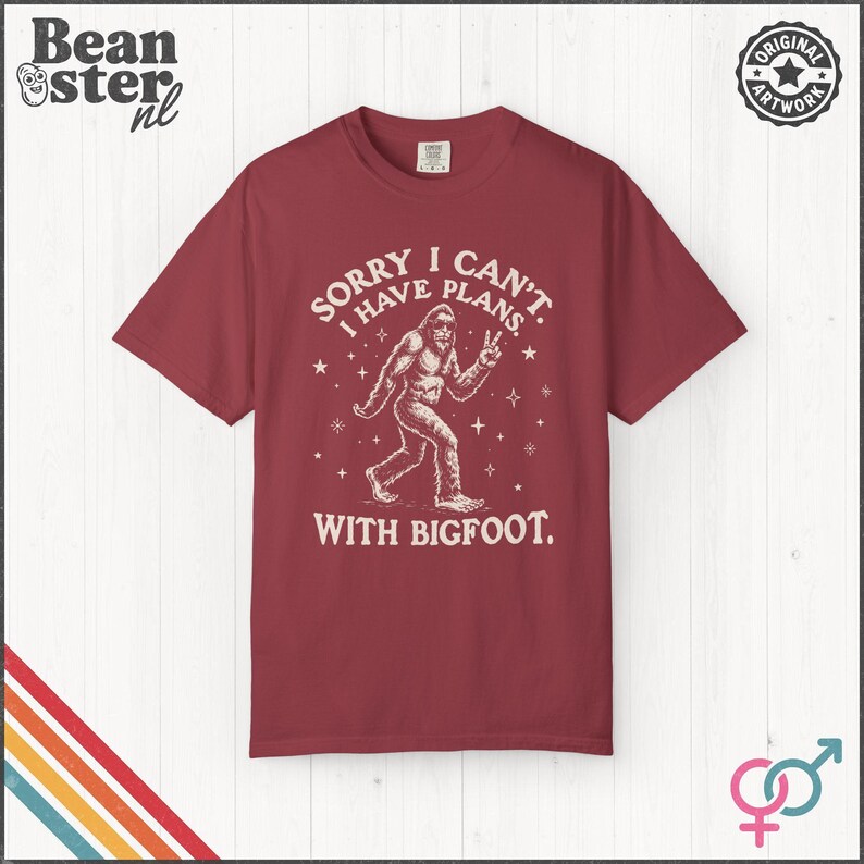 I Can't I Have Plans With Bigfoot Shirt | Funny Big Foot Tshirt, Cryptid Humor Gift, Sasquatch Graphic Comfort Colors Tee Chili