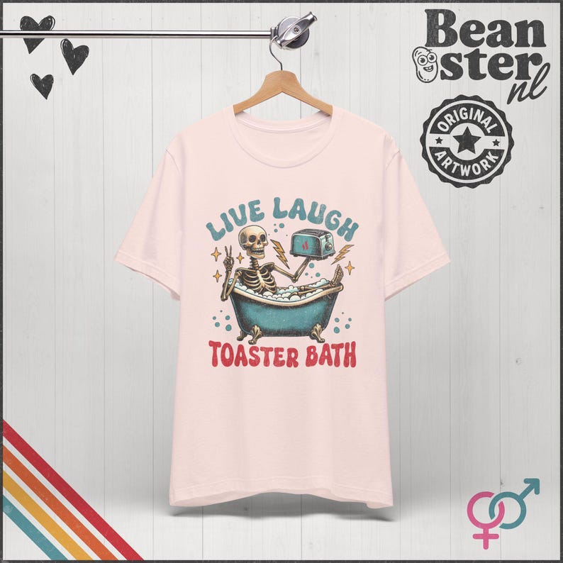 Live Laugh Toaster Bath T-Shirt - Dark Humor Graphic Tee Soft Pink