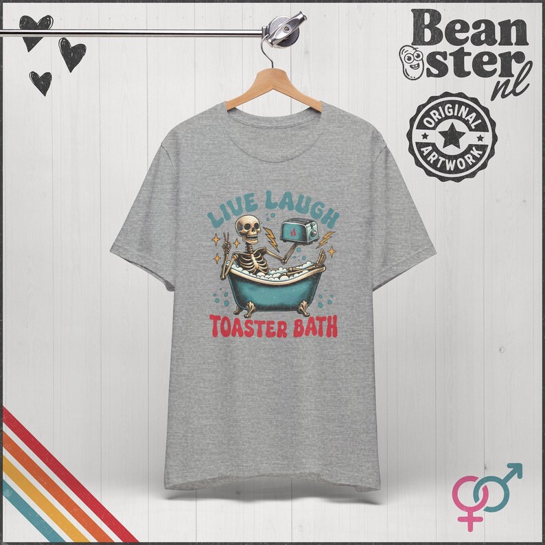 Live Laugh Toaster Bath T-Shirt - Dark Humor Graphic Tee Athletic Heather