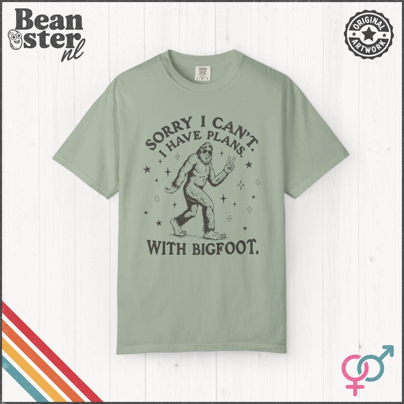 I Can't I Have Plans With Bigfoot Shirt | Funny Big Foot Tshirt, Cryptid Humor Gift, Sasquatch Graphic Comfort Colors Tee Bay