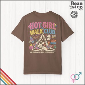 Hot Girl Walk Club Shirt | Comfort Colors Back Print, Funny Hiker Gifts, Y2K Streetwear Tshirt, Dark Humor Shirts, 90s Retro Streetwear Tee Espresso