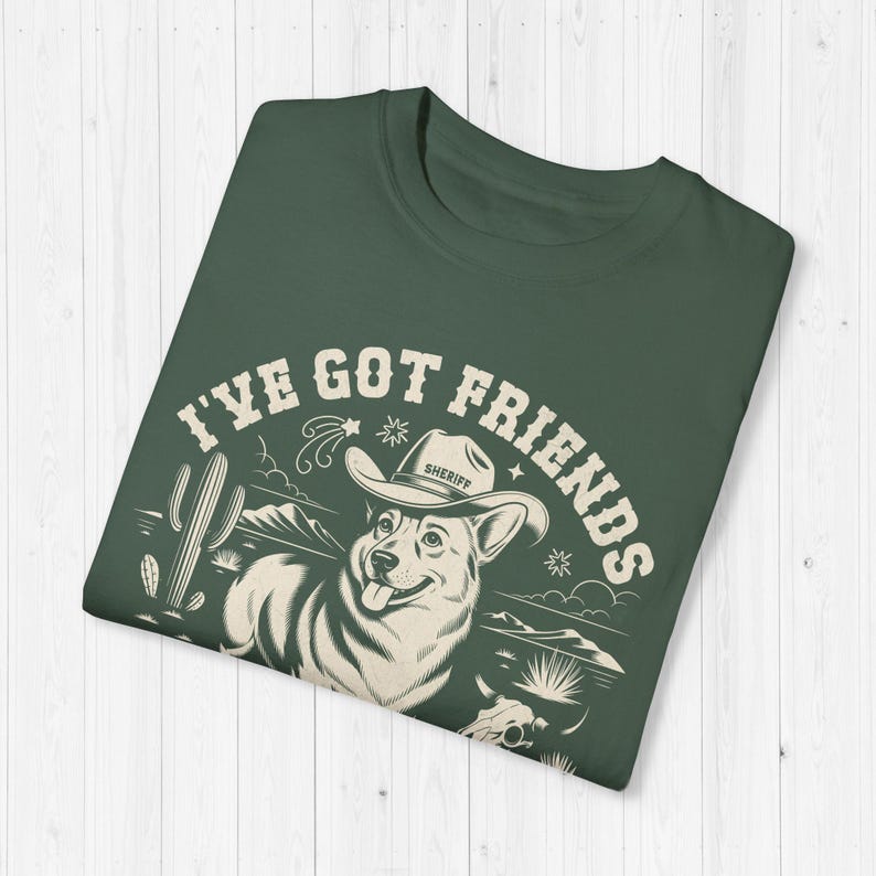 Custom Corgi Shirt Funny Personalized Corgi Gift Vintage Western Pembroke Welsh Corgi Tshirt Corgeek Gifts Ive Got Friends In Low Places Tee Blue Spruce