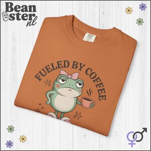 Coffee And Hormonal Chaos Comfort Colors Shirt, Funny Menopause Tshirt, PCOS Gift, Funny Frog Graphic Tee, PMS Self Care Shirts Yam