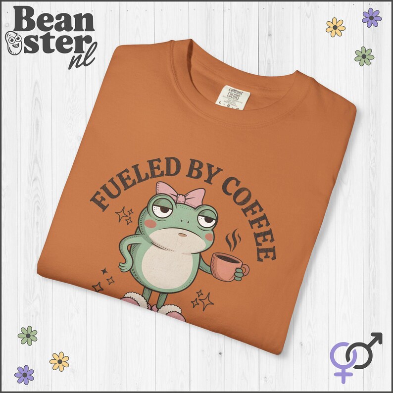 Coffee And Hormonal Chaos Comfort Colors Shirt, Funny Menopause Tshirt, PCOS Gift, Funny Frog Graphic Tee, PMS Self Care Shirts Yam