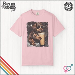 Labradoodle Drinking Iced Coffee Shirt | Doodle Owner Gift, Funny Animal Meme Tshirt, Vintage Photo Comfort Colors Tee Blossom