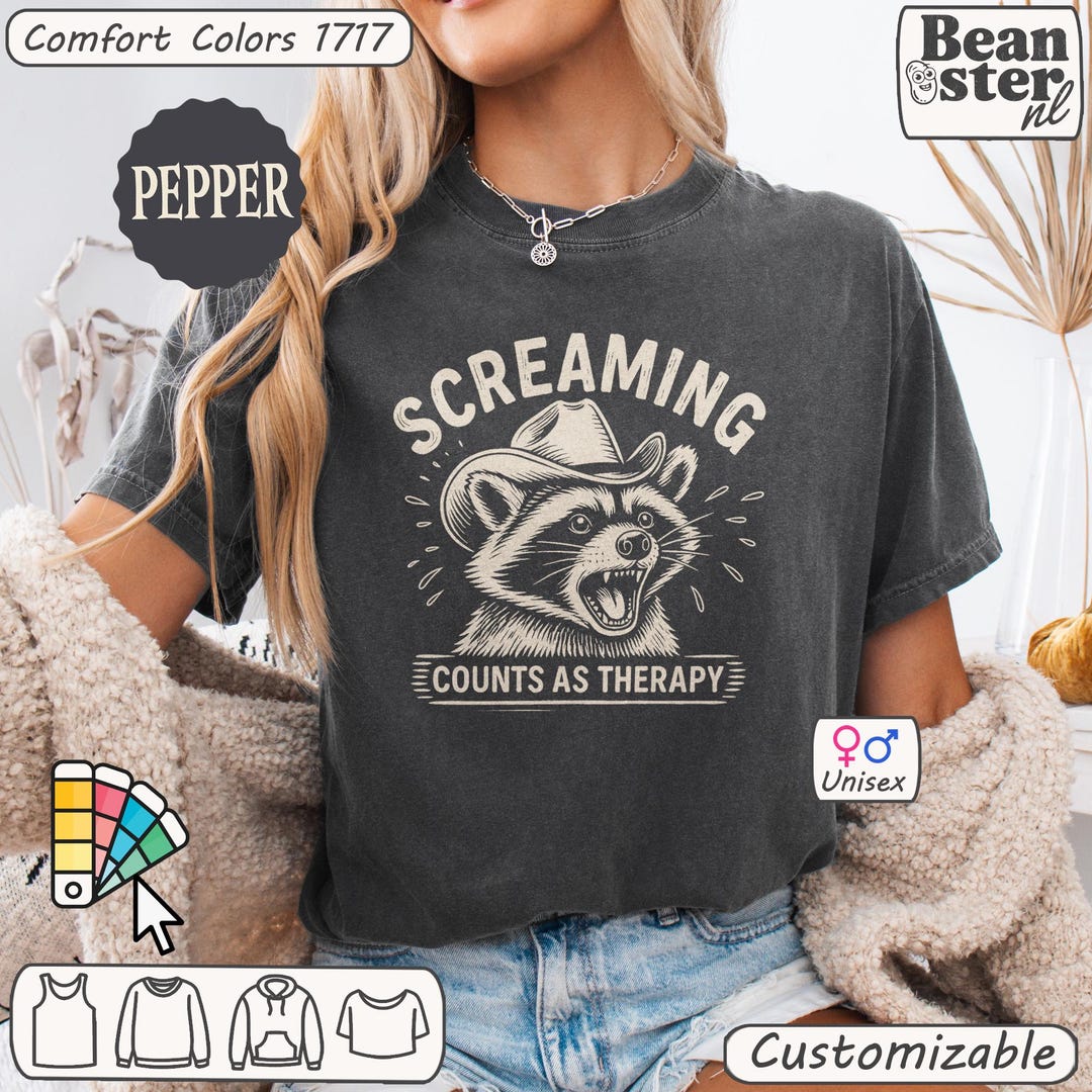 Screaming Raccoon Therapy Comfort Colors T-shirt - Etsy