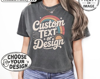 Custom Boxy Shirt, Personalized Graphic Tee, Your Text Here Tshirt, Comfort Colors Crop Top, Cropped T-Shirt, Oversized Short Shirts