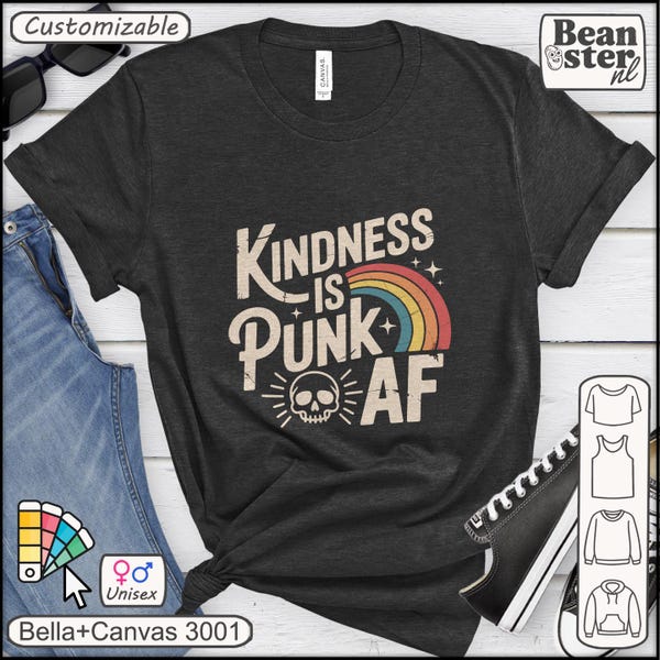 Kindness Is Punk AF Shirt, Retro Rainbow Tshirt, Basic Decency Tee, Anti Bullying Gift For Liberal, Stop Populism Gifts, Y2k Nostalgic