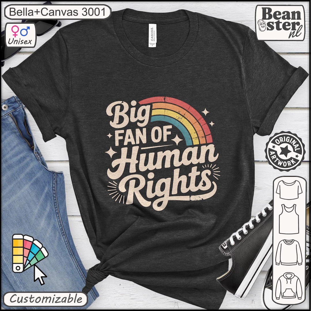 Big Fan of Human Rights Shirt, Retro Rainbow Tshirt, Radicalized by ...