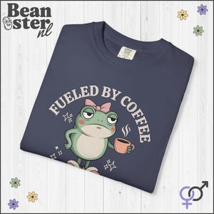 Coffee And Hormonal Chaos Comfort Colors Shirt, Funny Menopause Tshirt, PCOS Gift, Funny Frog Graphic Tee, PMS Self Care Shirts Denim