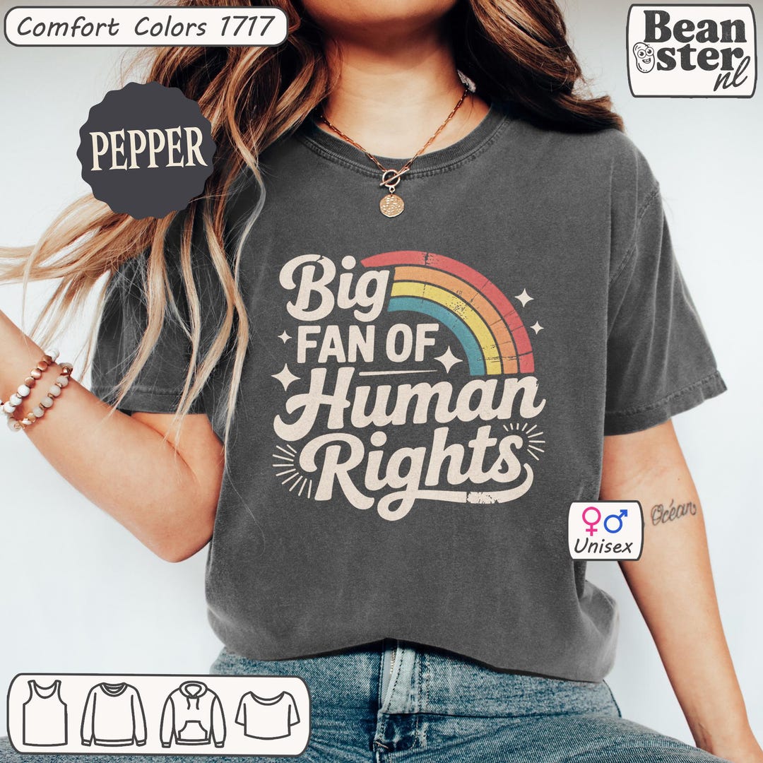 Big Fan of Human Rights Comfort Colors Shirt Retro Rainbow Tshirt ...