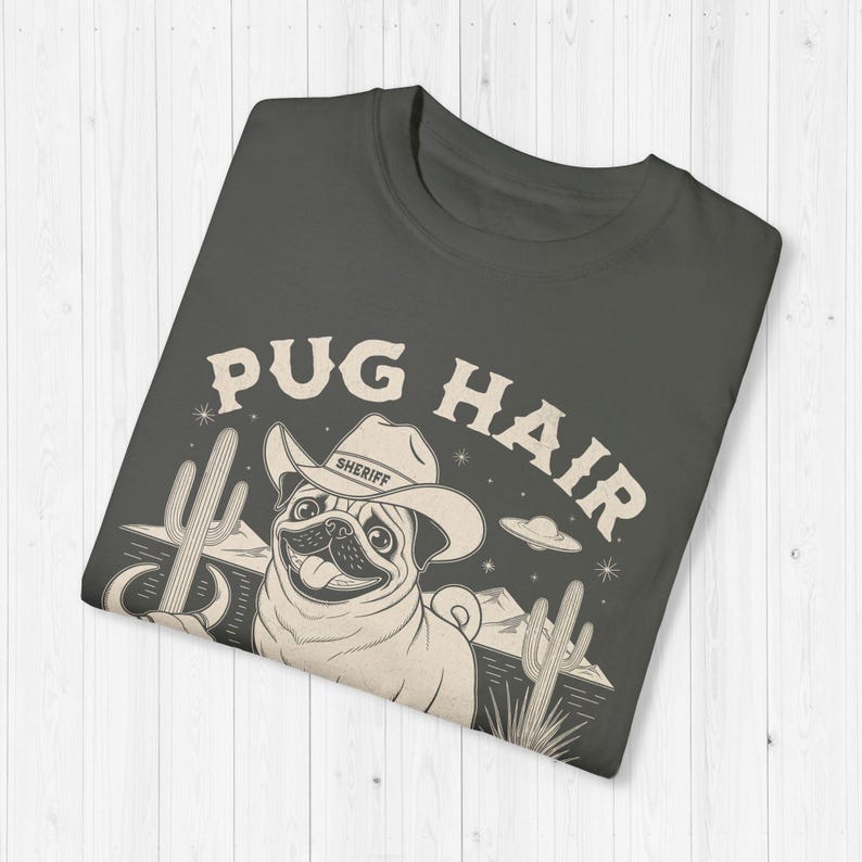 Cowboy Pug T-Shirt, Funny Dog Mama Comfort Colors Tee Pepper