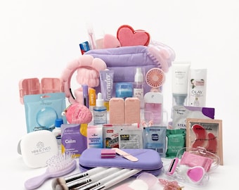 The Voyager: Travel Essentials Kit with Lavender Cosmetic Bag