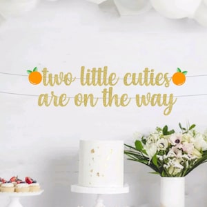 Two Little Cuties Are On The Way Banner, Two Little Cuties Sign, Twin Cuties Party Decorations, Twin Baby Shower, Twin Gender Reveal,