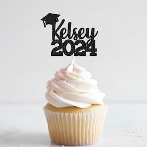 2024 Graduation Cupcake Topper, Custom Name Graduation Cupcake Toppers, Congrats Custom Personalized Name Toppers, Class of 2024 - 19 Colors