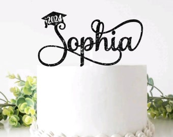 2024 Graduation Cake Topper, Custom Name Graduation Cake Topper, Congrats Custom Personalized Name Cake Topper, Class of 2024 - 19 Colors