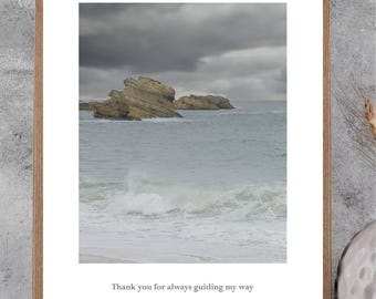 Coastal Rock Seascape Wall Art Print – bedankt dat je altijd op mijn pad bent geweest – zinvol Moederdagcadeau voor moeder 8 x 10 11 x 14 4 A4 A3