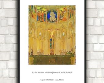 Aangepast christelijk moedercadeau | Aquarel kerkmuurkunst | Katholiek Moederdagdecor | Gepersonaliseerde citaatafdruk | 8 x 10 11 x 14 A4 A3
