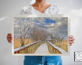 Landschapsafdruk Tablas de Daimiel: houten loopbrug natuurkunst